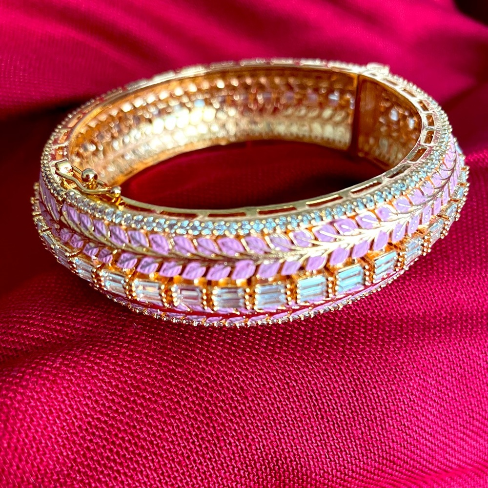 Pink Hand painted Meenakari AD Kara Bangle